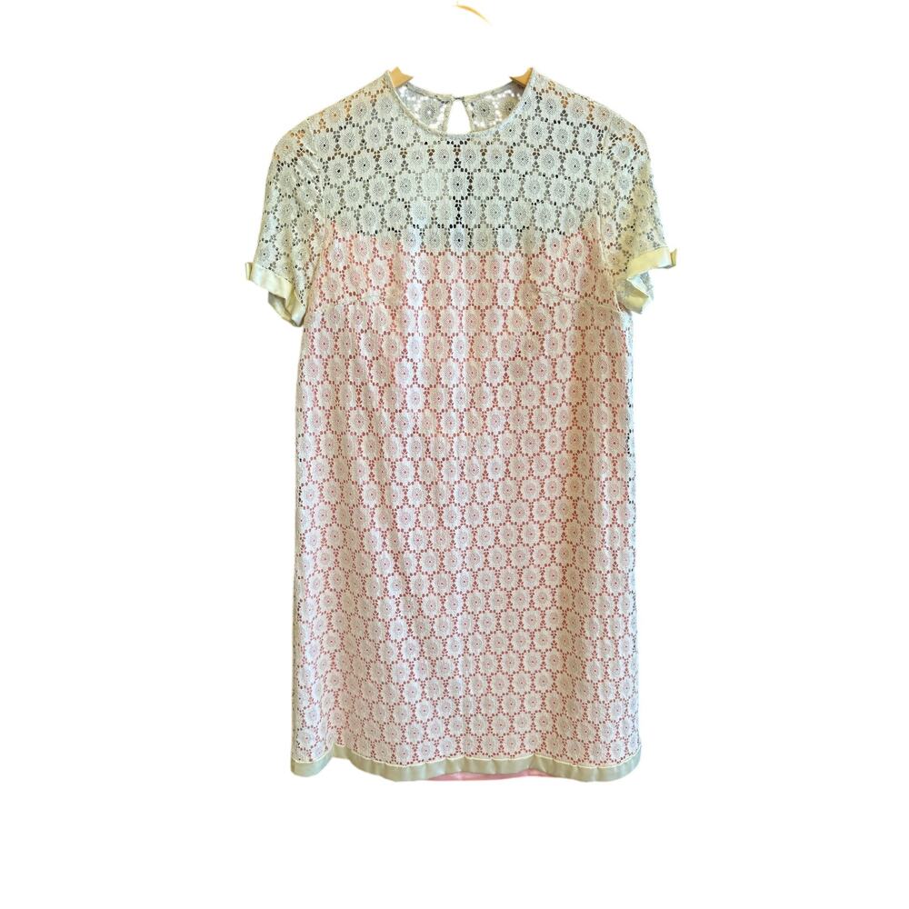 60s Mod Lace Overlay Mini Dress, Twiggy, Daisy, Small, Wedding Dress